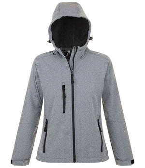 SOL'S Ladies Replay Hooded Soft Shell Jacket Grey Marl
