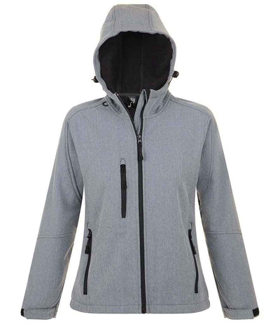 SOL'S Ladies Replay Hooded Soft Shell Jacket Grey Marl