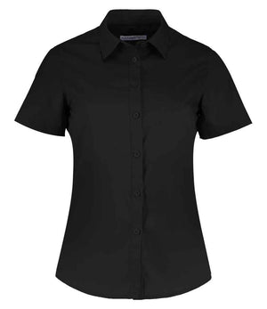 Kustom Kit Ladies Short Sleeve Tailored Poplin Shirt Black