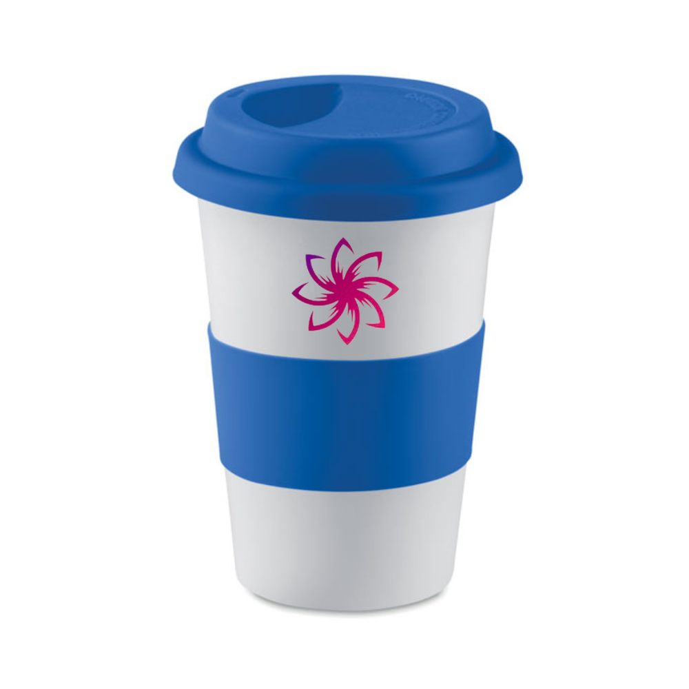 Ceramic mug w/ lid and sleeve