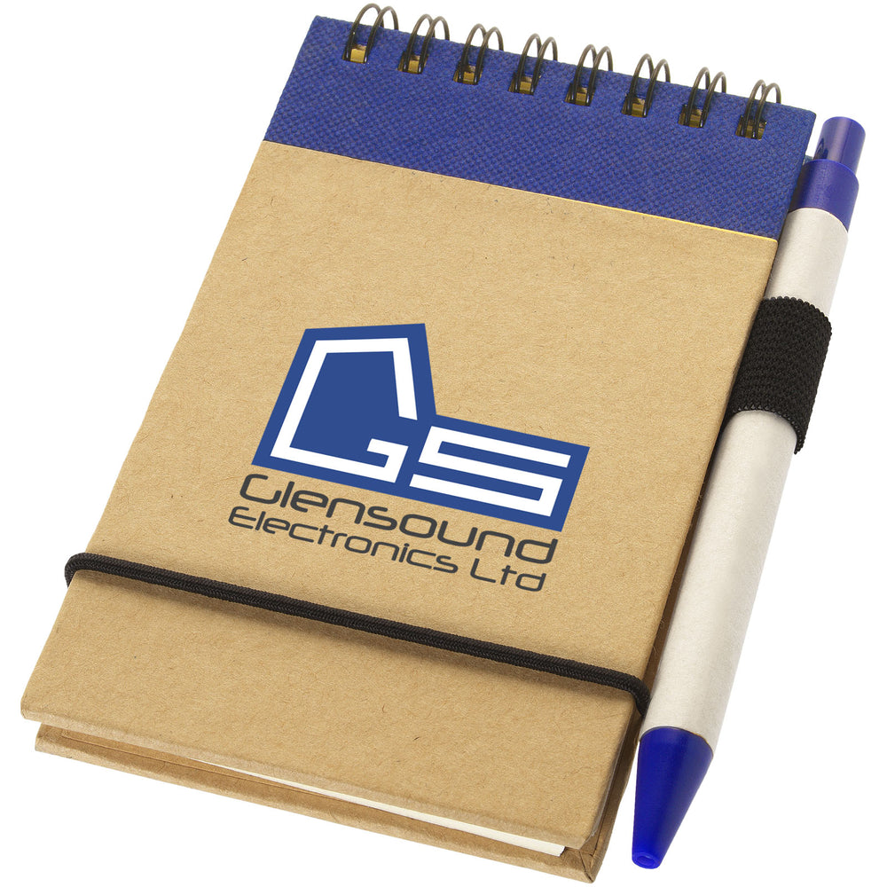 Branded Zuse A7 recycled jotter notepad with pen