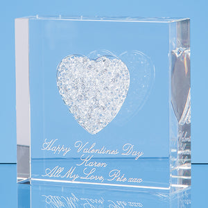 Branded 7.5cm White Diamante Heart Paperweight