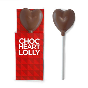 Branded Promotional Chocolate Lollipop - Heart