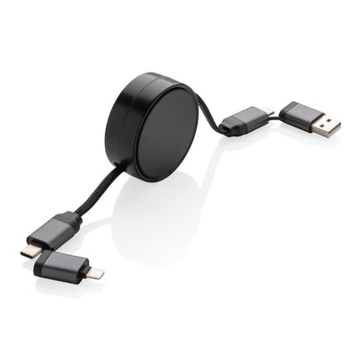 Branded Terra RCS recycled aluminium retractable 6 in 1 cable