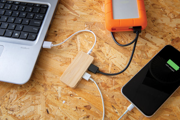Branded Bamboo hub with Type-C