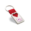 Branded Metal Keyring with heart cutout and red strap