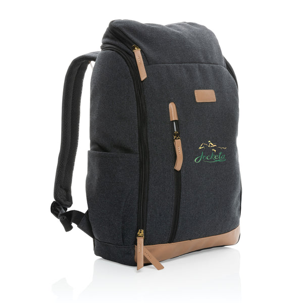 Branded Impact AWARE™ 16 oz. recycled canvas 15" laptop backpack