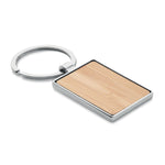 Branded Rectangular key ring bamboo