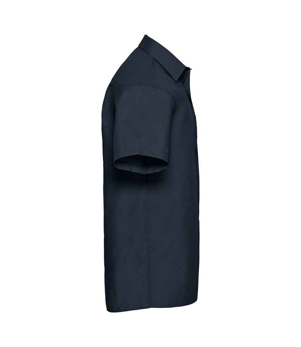 Russell Collection Short Sleeve Easy Care Poplin Shirt French Navy