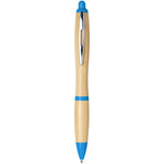 Nash bamboo ballpoint pen with Blue accents