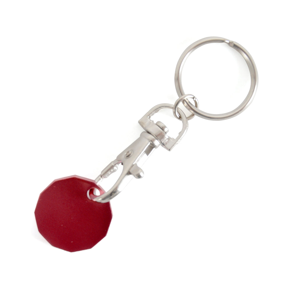 Branded Aluminium 12-sided GBP Trolley Coin On Trigger Clip + Split Ring