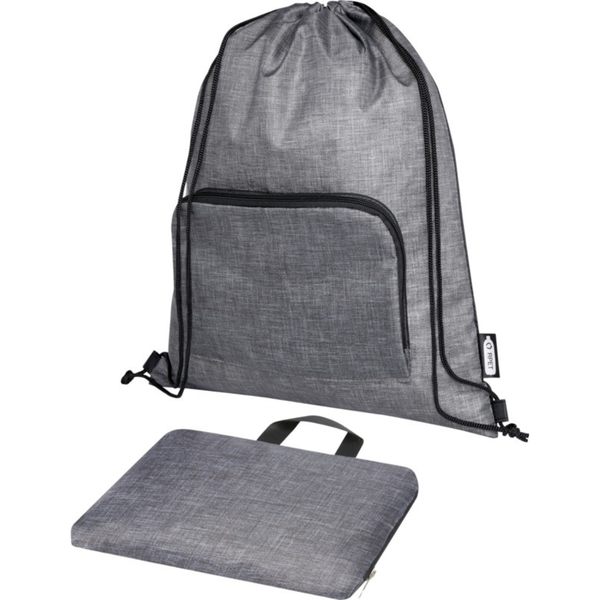 Branded Ash recycled foldable drawstring bag 7L