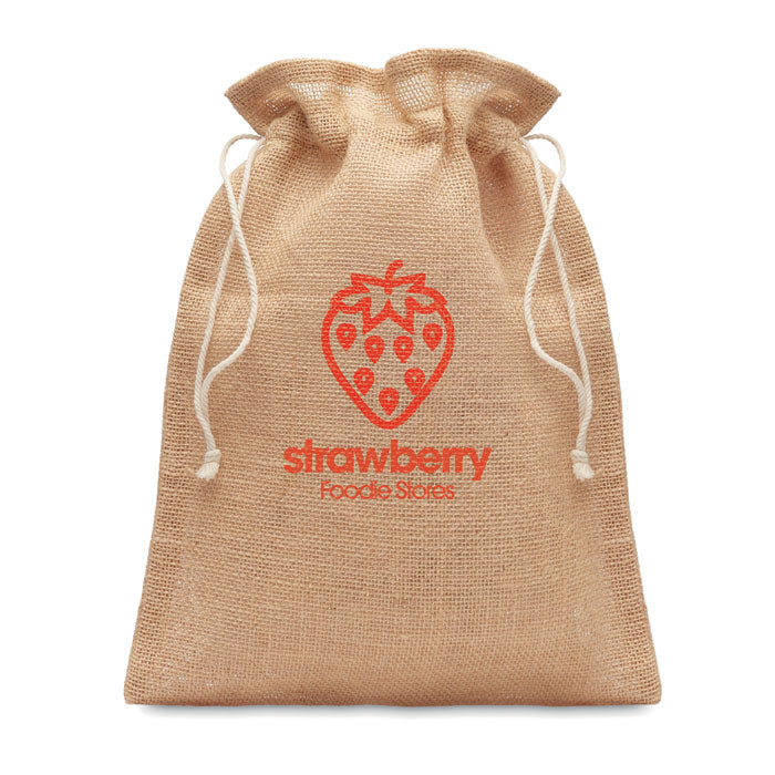 Branded Small jute gift bag 14 x 22 cm