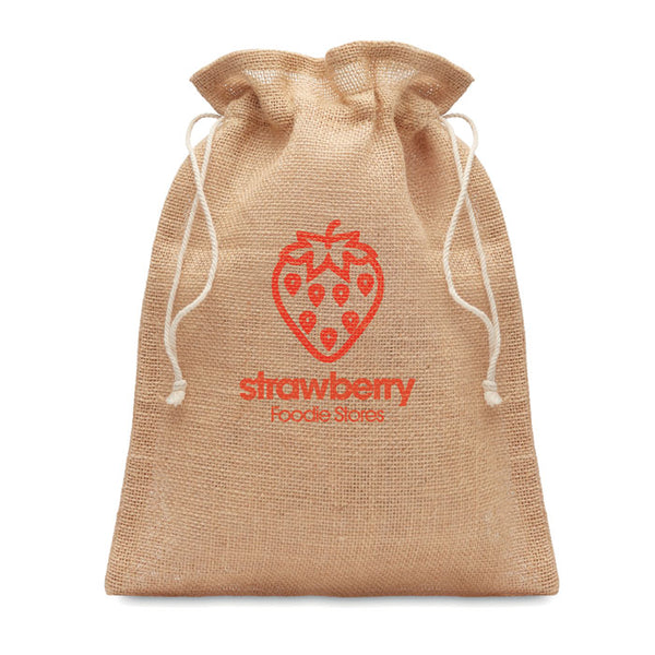 Branded Small jute gift bag 14 x 22 cm
