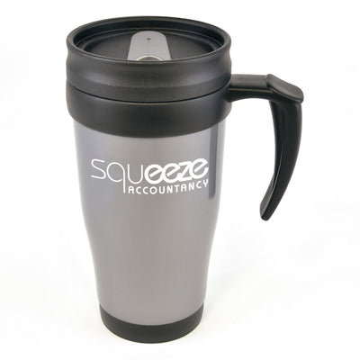 Branded Polo Plus 400 ml Plastic Solid Coloured Travel Mug