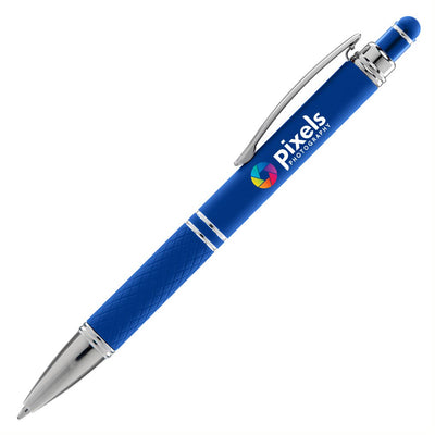 Phoenix stylus pen in blue colour with a logo printed to the barrel.