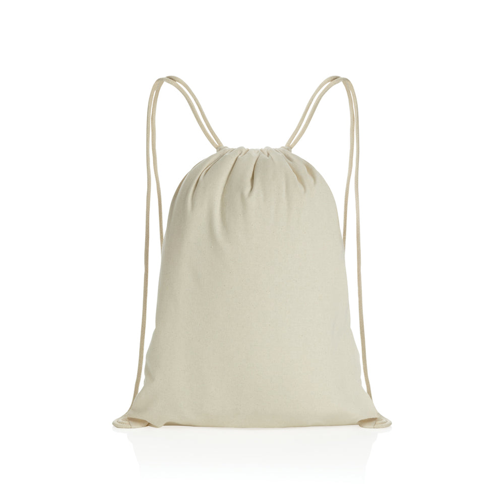 Branded Impact AWARE™ recycled cotton drawstring backpack 145g