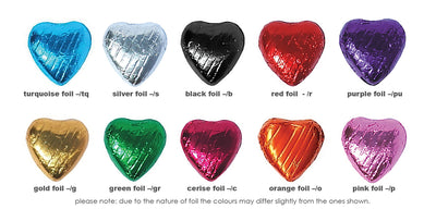 Foil Wrapped chocolate heart colour options