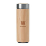 Branded Double wall bamboo flask with tea infuser 400ml