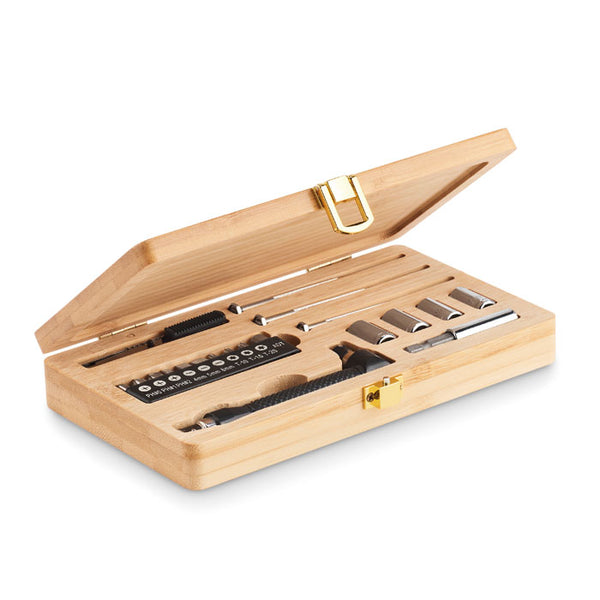 Branded 21 pcs tool set in bamboo case