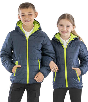 Result Core Kids Padded Jacket Navy/Lime Green