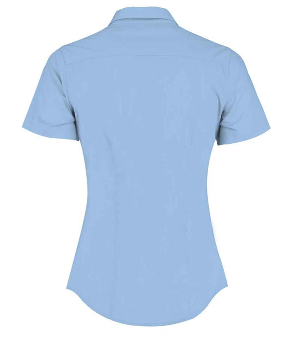 Kustom Kit Ladies Short Sleeve Tailored Poplin Shirt Light Blue