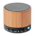 Branded Round Bamboo wireless speaker