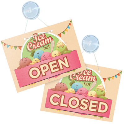 Open & Closed Laminated Card Sign with Suction Cup