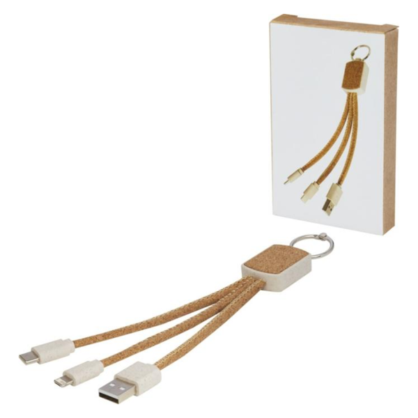 Bates wheat straw and cork 3-in-1 charging cable