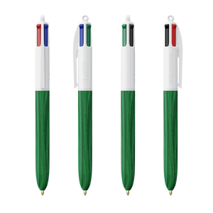 BIC® 4 Colours Wood Style, White/Green