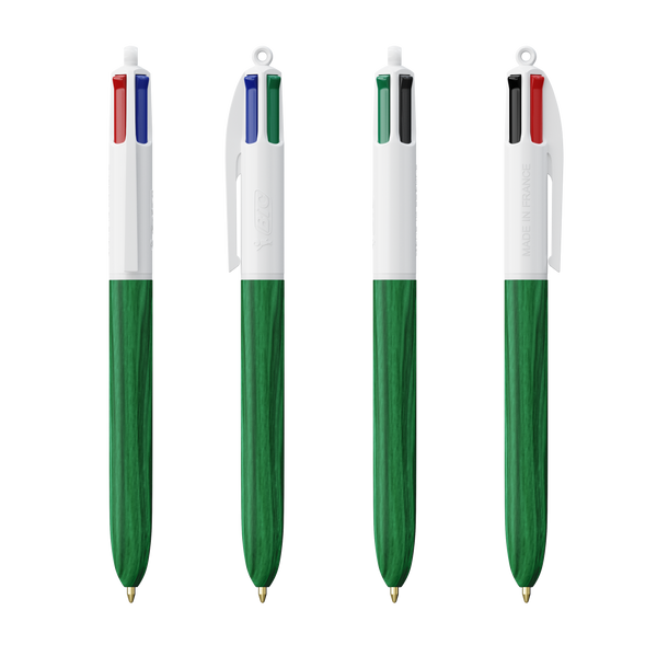 BIC® 4 Colours Wood Style, White/Green