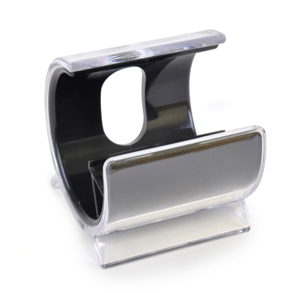Branded Turbo Desk Phone Holder. Solid Colour Inner Plastic + Clear Cover