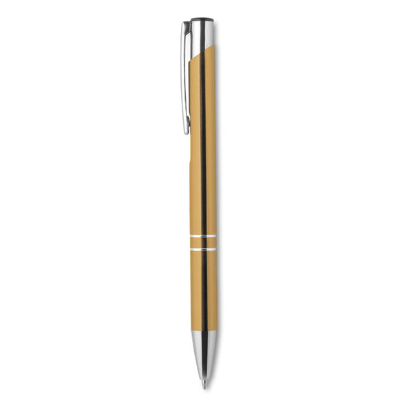 Push button pen with black ink in gold