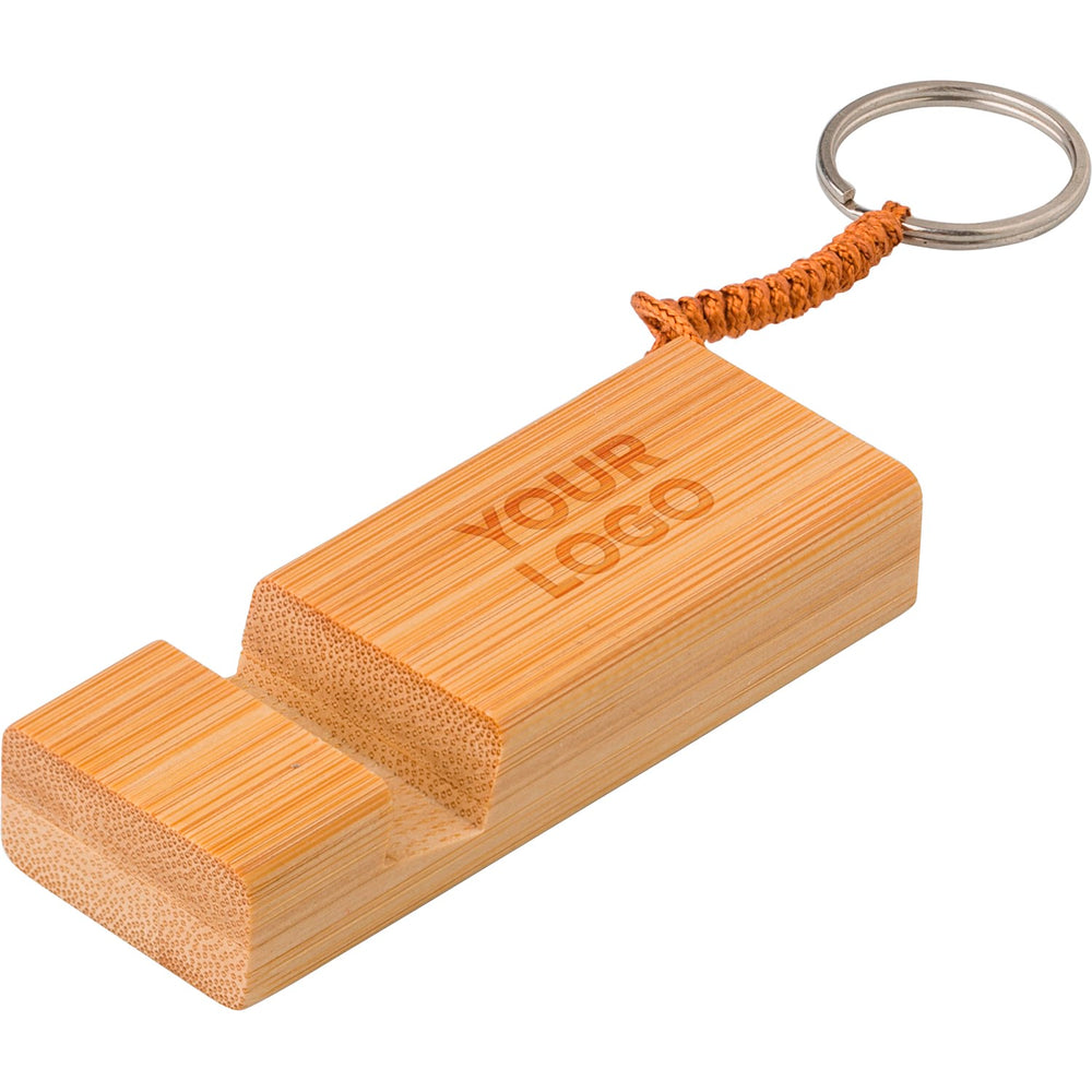 Branded Skillgate Bamboo key chain phone stand