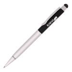 Branded HARRIS Silver Metal Pen. BLACK Upper Barrel. Chrome Undercoat.