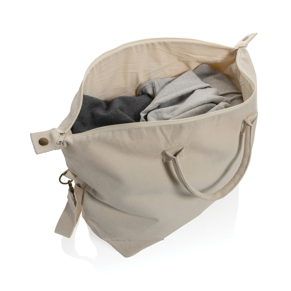 Branded Kezar AWARE™ 500 gsm recycled canvas deluxe weekend bag