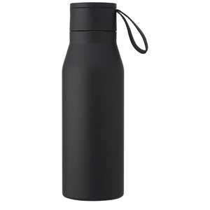 Ljungan 500 ml copper vacuum insulated stainless steel bottle with PU leather strap and lid