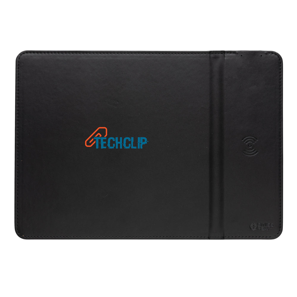 Branded Swiss Peak RCS recycled PU 10W wireless charging mousepad