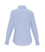 Premier Ladies Long Sleeve Striped Oxford Shirt White/Oxford Blue
