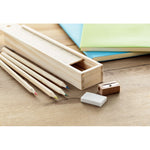 Stationery set in wooden box