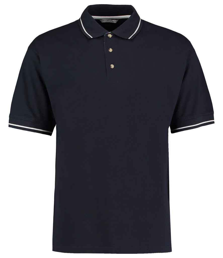 Kustom Kit St Mellion Tipped Cotton Piqué Polo Shirt Navy/White