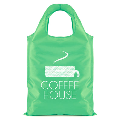 Foldable shopping bag with Flap, zippered closure and Corner loop