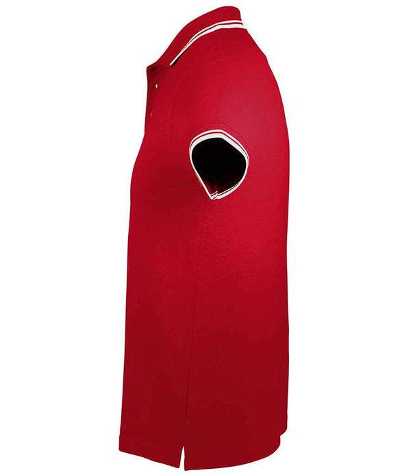 SOL'S Pasadena Tipped Cotton Piqué Polo Shirt Red/White