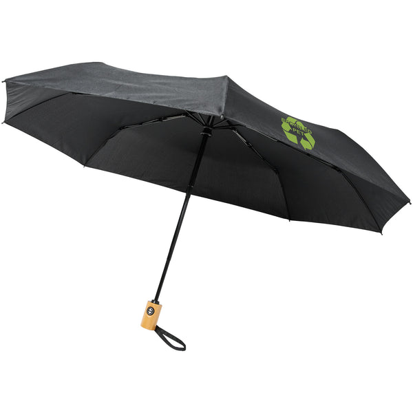 Branded Bo 21" foldable auto open/close recycled PET umbrella