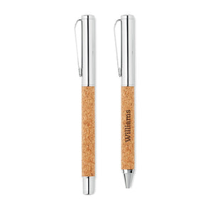 Metal Ball pen set in cork box