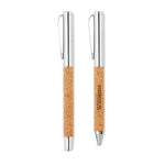 Branded Metal Ball pen set in cork box