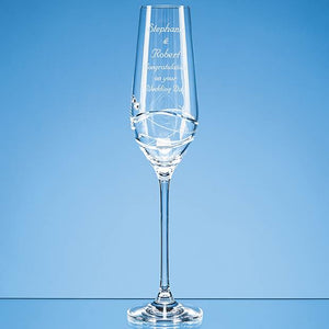 Single Diamante Champagne Flute with Modena Spiral Cutting