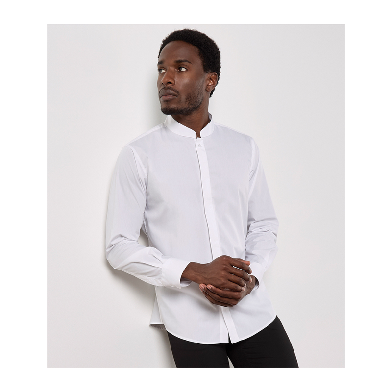 Kustom Kit Long Sleeve Tailored Mandarin Collar Shirt