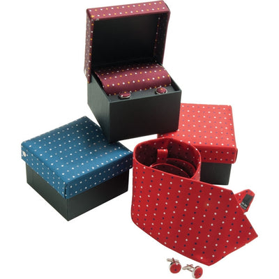 Branded Woven Micro Polyester Tie & Cufflink Box Set