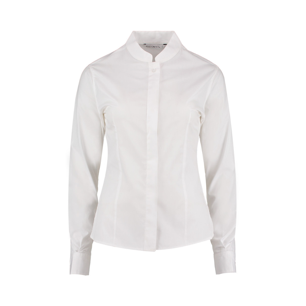 Kustom Kit Ladies Long Sleeve Tailored Mandarin Collar Shirt